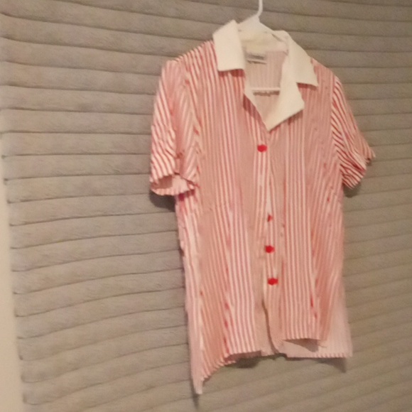 Vintage pin stripe red and white blouse - Picture 3 of 3